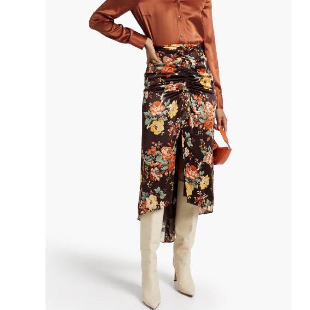New Veronica Beard Pixie Floral Silk Midi Skirt Size 6 #1885